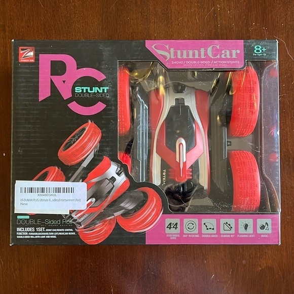 Brand New Remote Control Stunt Car Double-Sided 4 Wheel Drive Music Lights Red - Picture 3 of 16